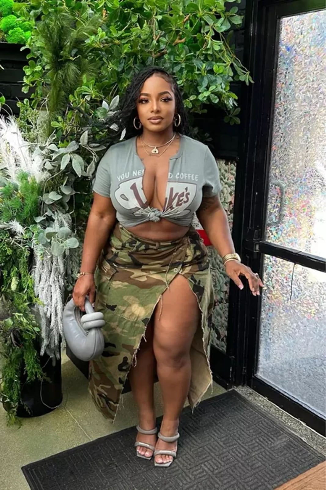 Casual Camouflage Wrap Skirt Tie-Front Top Casual Camouflage Wrap Skirt Tie-Front Top — Baddie Outfits