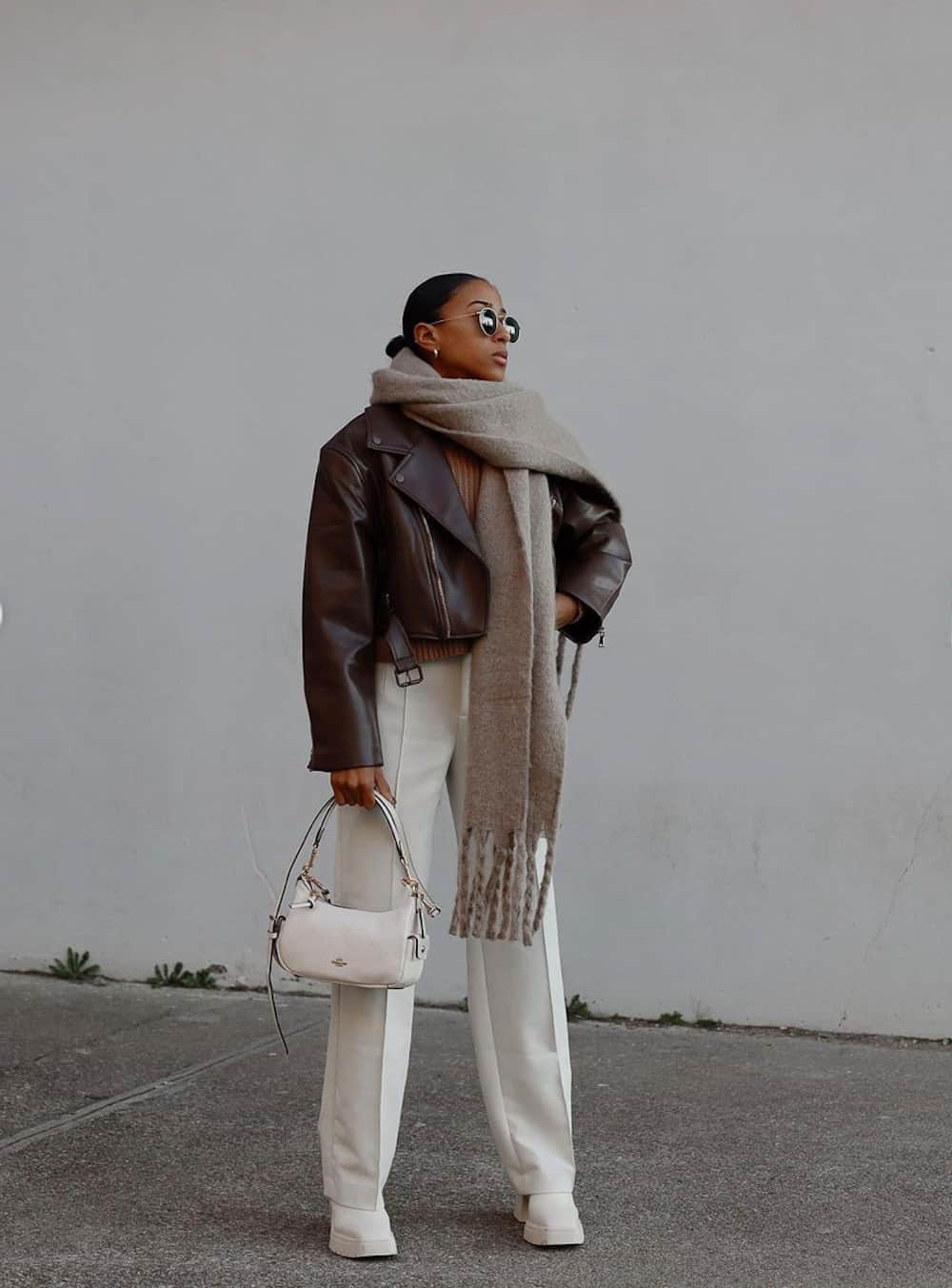 Chic Urban Leather Jacket Wide-Leg Trousers Chic Urban Leather Jacket Wide-Leg Trousers — Baddie Outfits