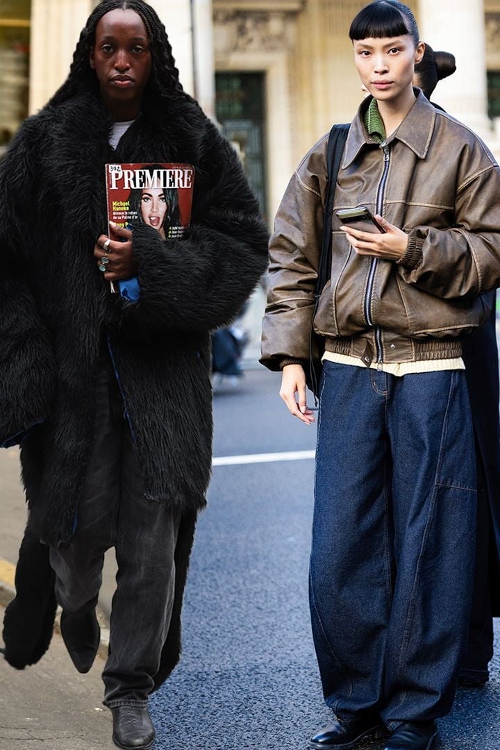 Gray baggy jeans with a faux fur coat Gray baggy jeans with a faux fur coat — Baggy Jeans Outfits
