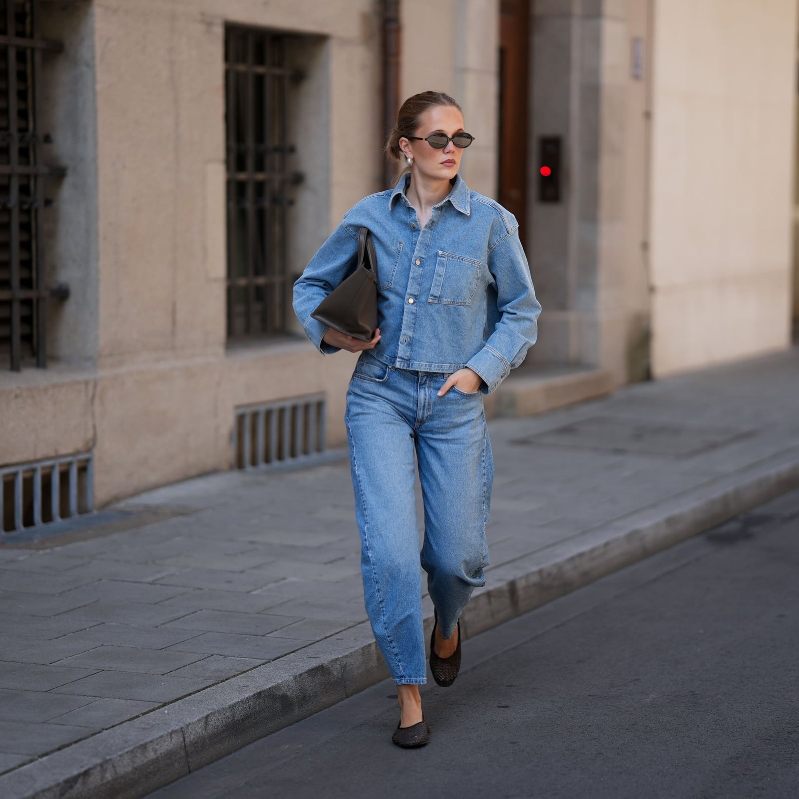 Double Denim With Light Blue Barrel Jeans Double Denim With Light Blue Barrel Jeans — Barrel Jeans Outfits