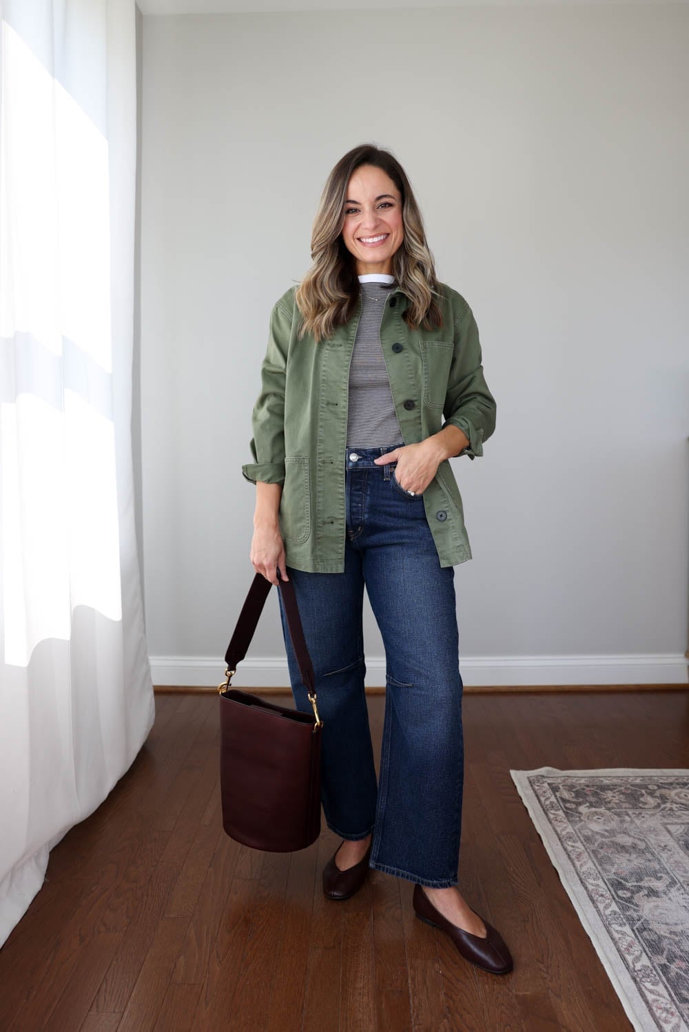 Green Utility Jacket With Blue Barrel Jeans Green Utility Jacket With Blue Barrel Jeans — Barrel Jeans Outfits
