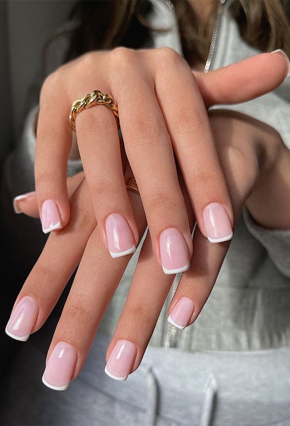 Medium Square Classic French Manicure Medium Square Classic French Manicure — Basic Nails