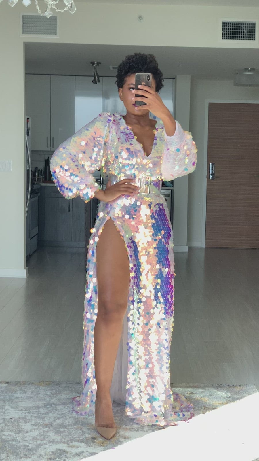 Iridescent Sequin Long Sleeve Maxi Dress Iridescent Sequin Long Sleeve Maxi Dress — Birthday Dresses