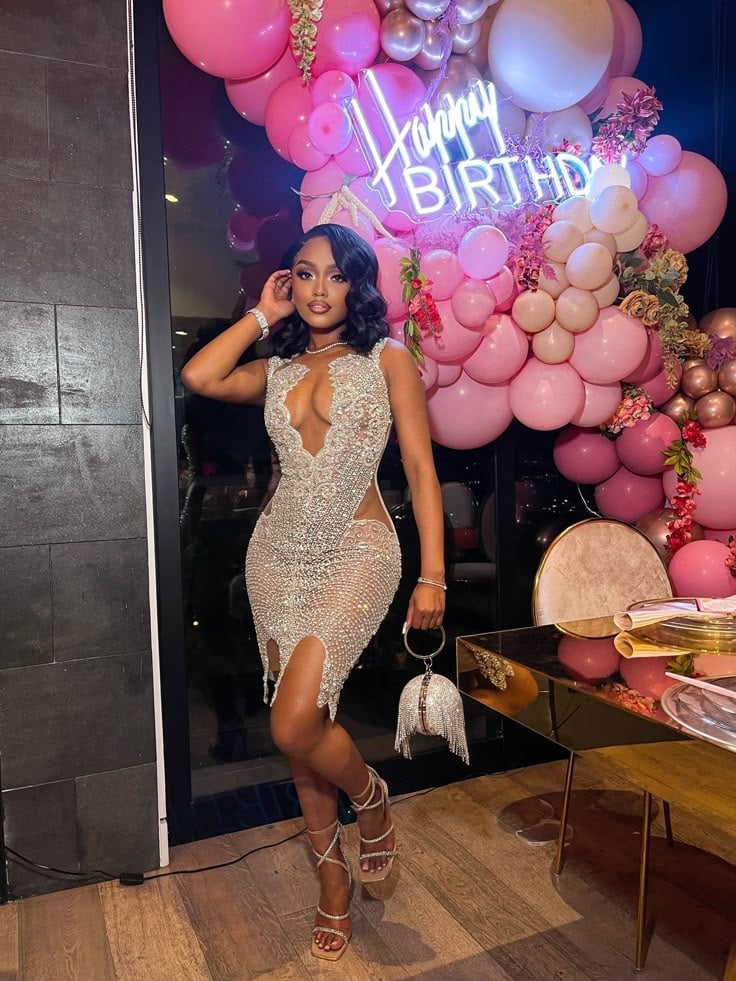 Sparkling Silver Sequin Dress With High Slit Sparkling Silver Sequin Dress With High Slit — Birthday Dresses Outfit