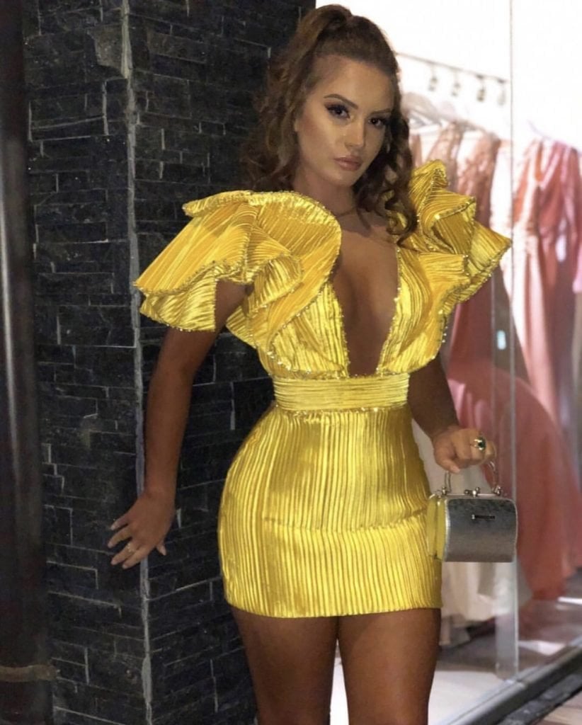 Bright Yellow Dress With Ruffled Sleeves Bright Yellow Dress With Ruffled Sleeves — Birthday Dresses Outfit