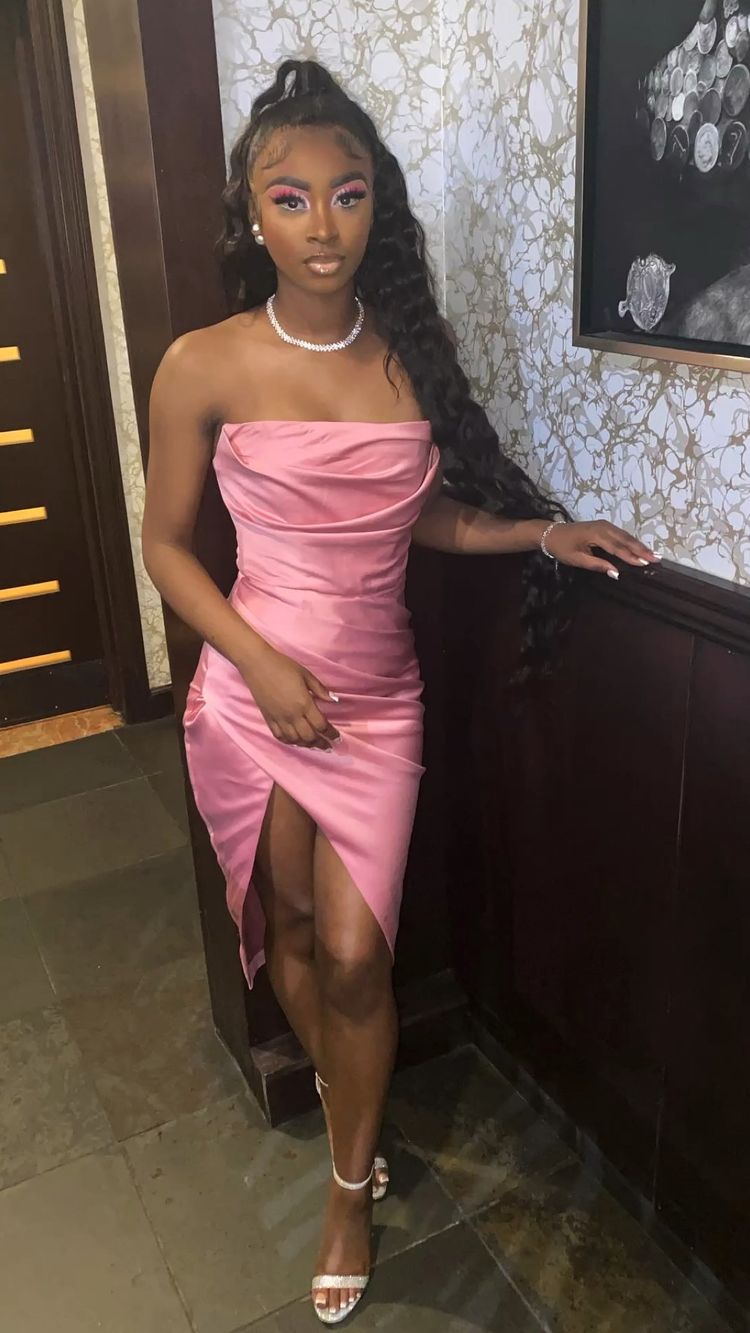 Bright Pink Satin Dress With Cowl Neck Bright Pink Satin Dress With Cowl Neck — Birthday Dresses Outfit