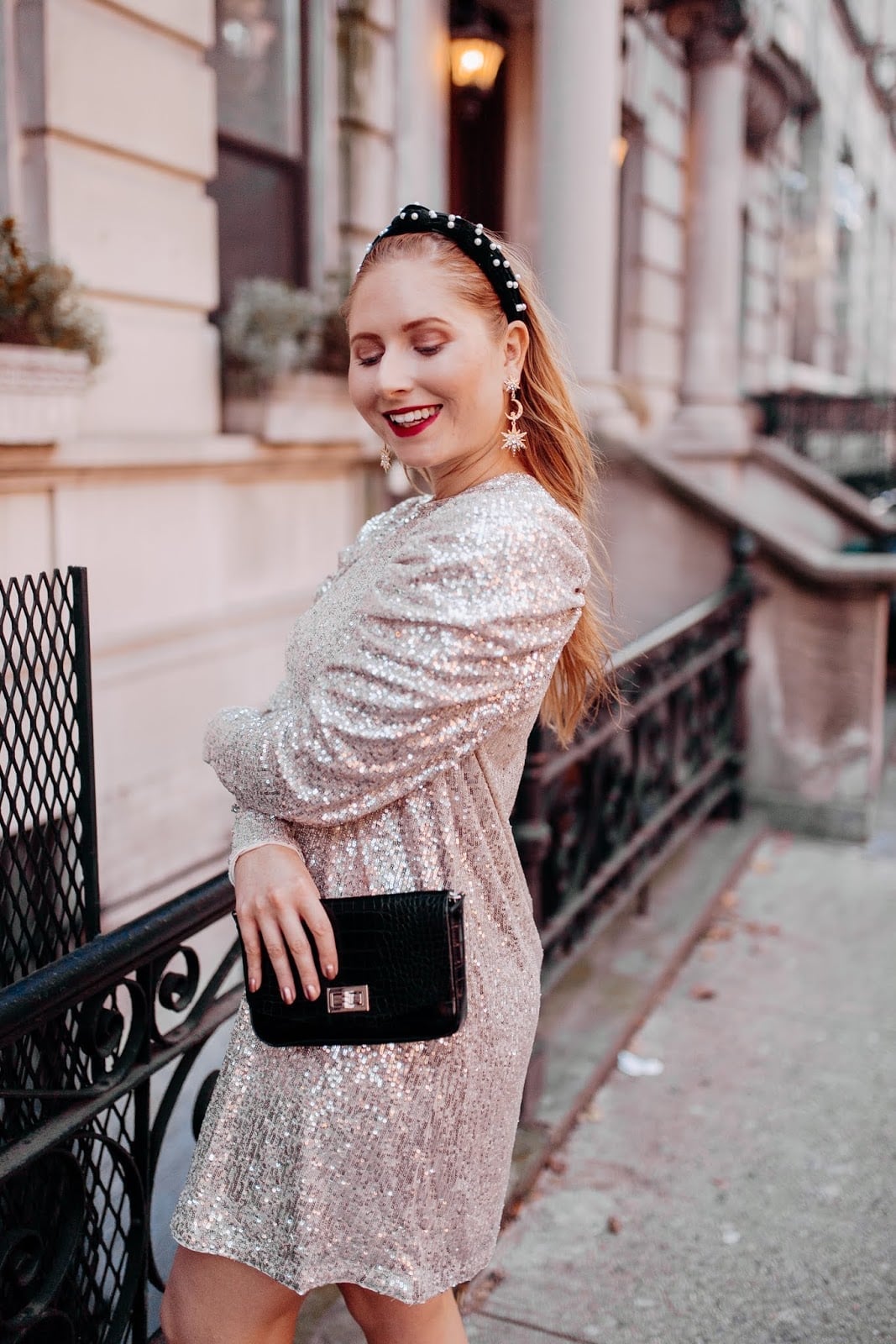 Silver Sequin Mini Dress With Puff Sleeves Silver Sequin Mini Dress With Puff Sleeves — Birthday Dresses Outfit