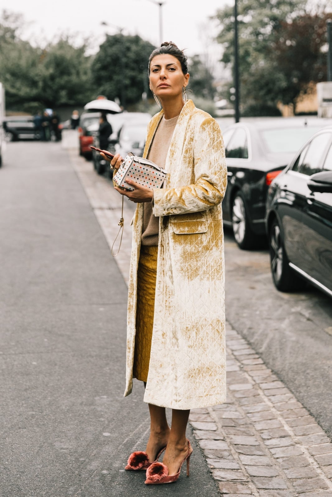 Cream Velvet Long Coat With Knit Set Cream Velvet Long Coat With Knit Set — Birthday Outfits
