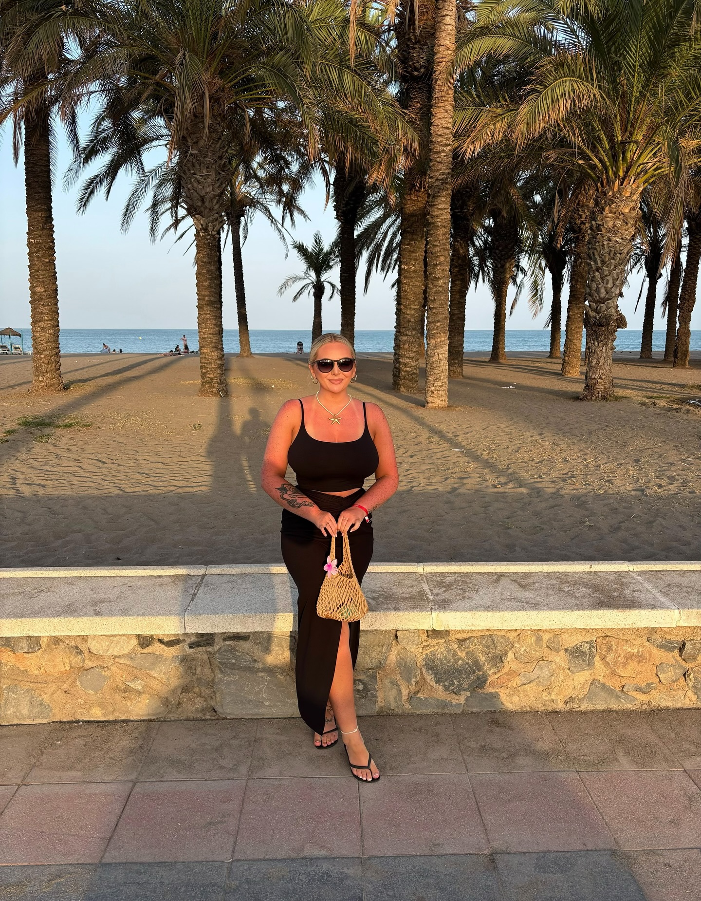 Black Crop Top And Maxi Skirt Beach Look