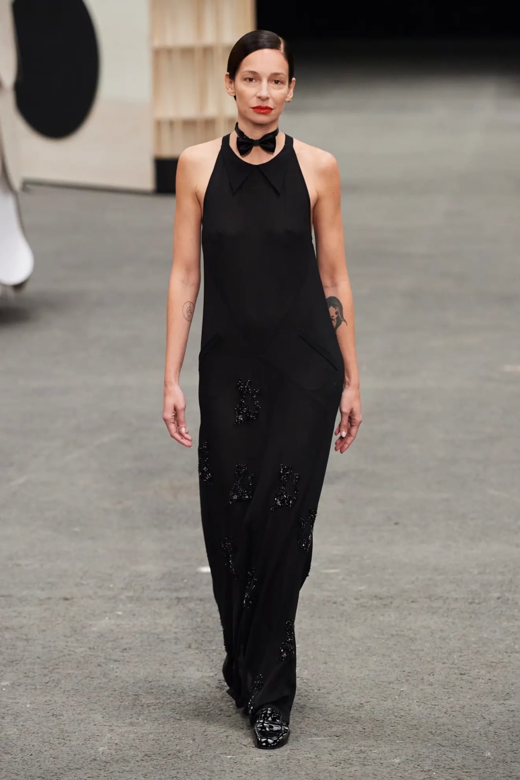 Beaded Black Halter Neck Crepe Dress Beaded Black Halter Neck Crepe Dress — Black Dress Outfits