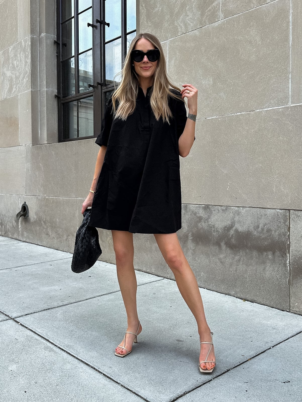 Oversized Black Cotton Poplin Shirt Dress Oversized Black Cotton Poplin Shirt Dress — Black Dress Outfits