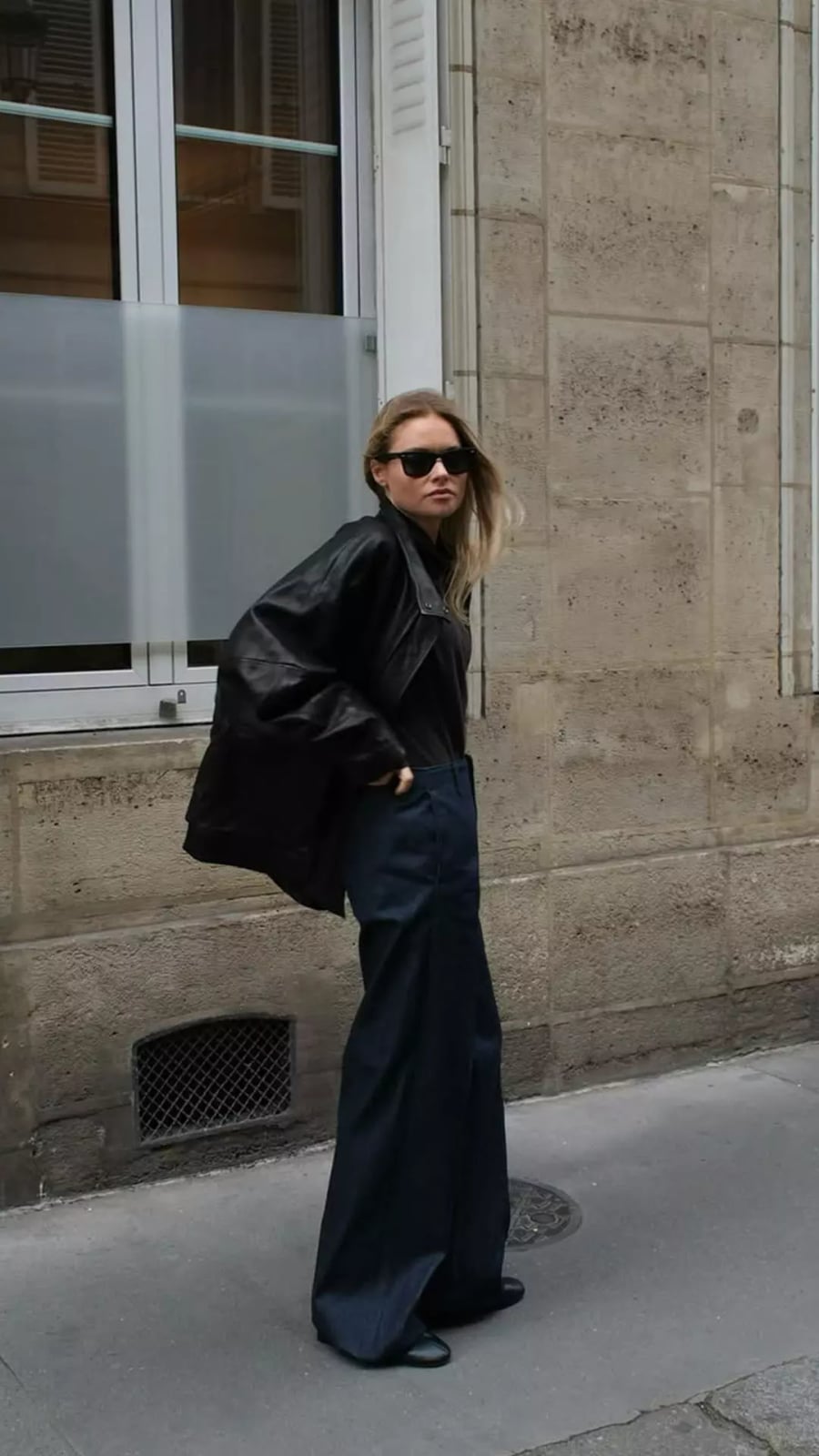 Black Leather Jacket With Dark Trousers Black Leather Jacket With Dark Trousers — Black Jacket Outfit