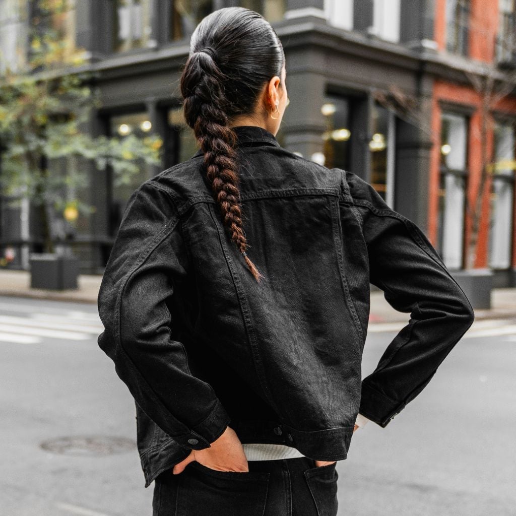 Fitted Black Denim Jacket Fitted Black Denim Jacket — Black Jean Jacket Outfit