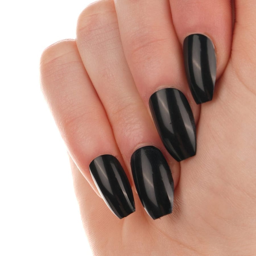 Medium Coffin Glossy Black Nails Medium Coffin Glossy Black Nails