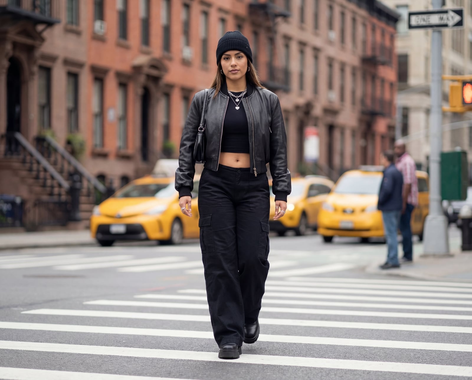 Cargo pants with crop top and leather jacket Cargo pants with crop top and leather jacket — Black Outfits