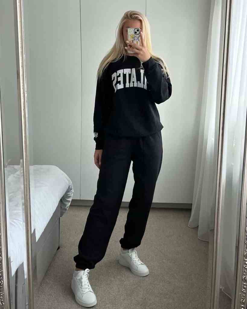 Matching black sweat set for casual wear Black Sweatpants Outfit