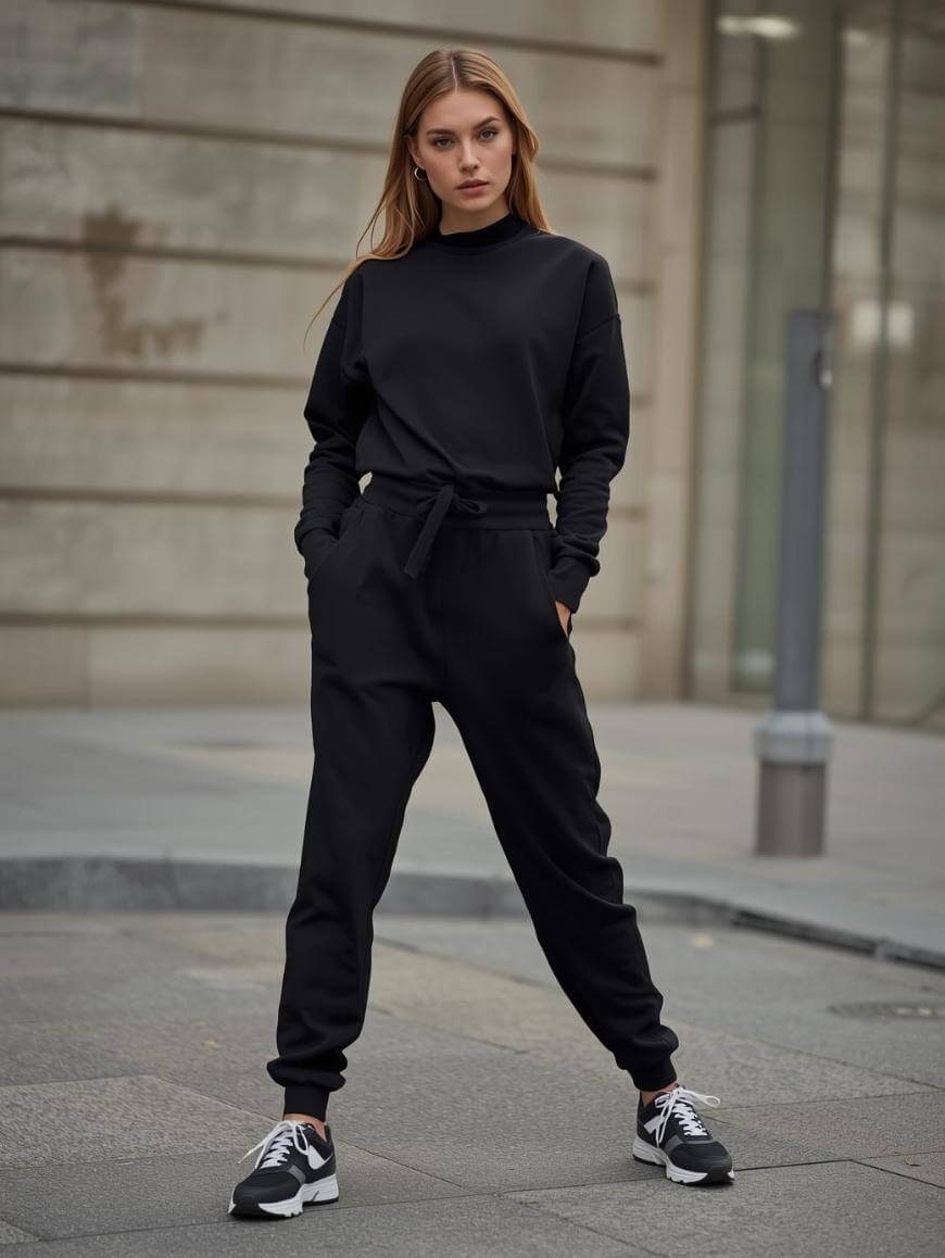 Modern casual black sweatpants matching set Modern casual black sweatpants matching set — Black Sweatpants Outfit