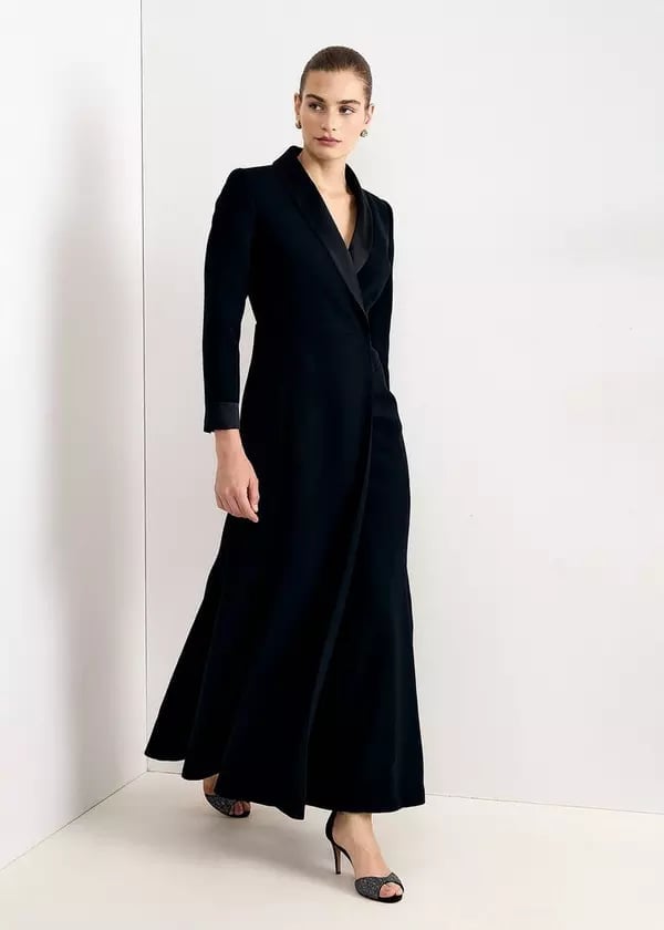 Black satin slip dress with bronze lace paneling Black satin slip dress with bronze lace paneling — Black Tie Dresses