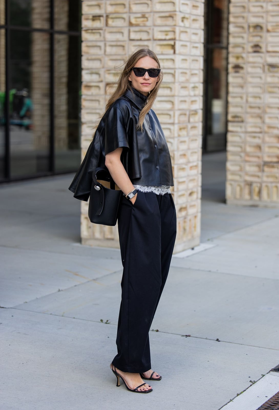 Asymmetrical Black Faux Leather Cape Top Asymmetrical Black Faux Leather Cape Top — Black Top Outfits