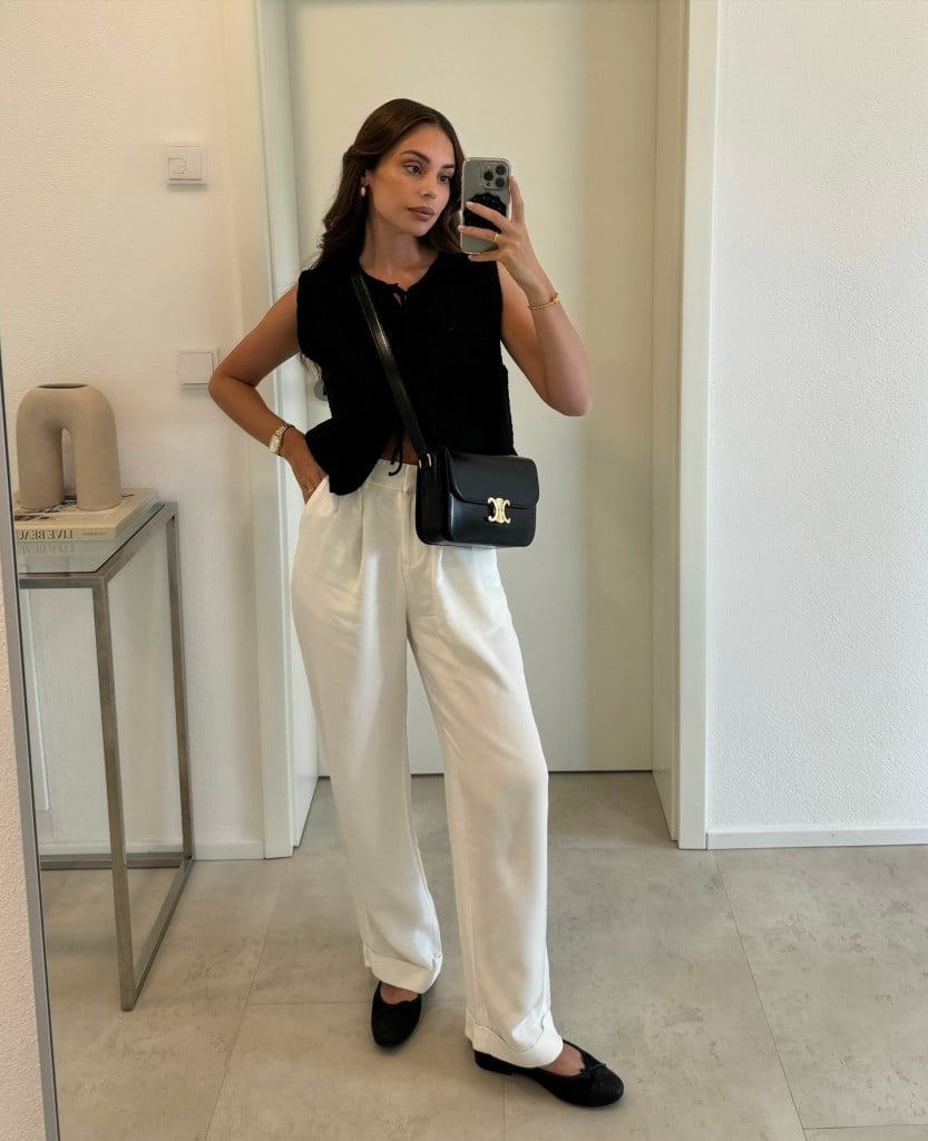 Black Sleeveless Vest Top With Tie Detail Black Sleeveless Vest Top With Tie Detail — Black Top Outfits