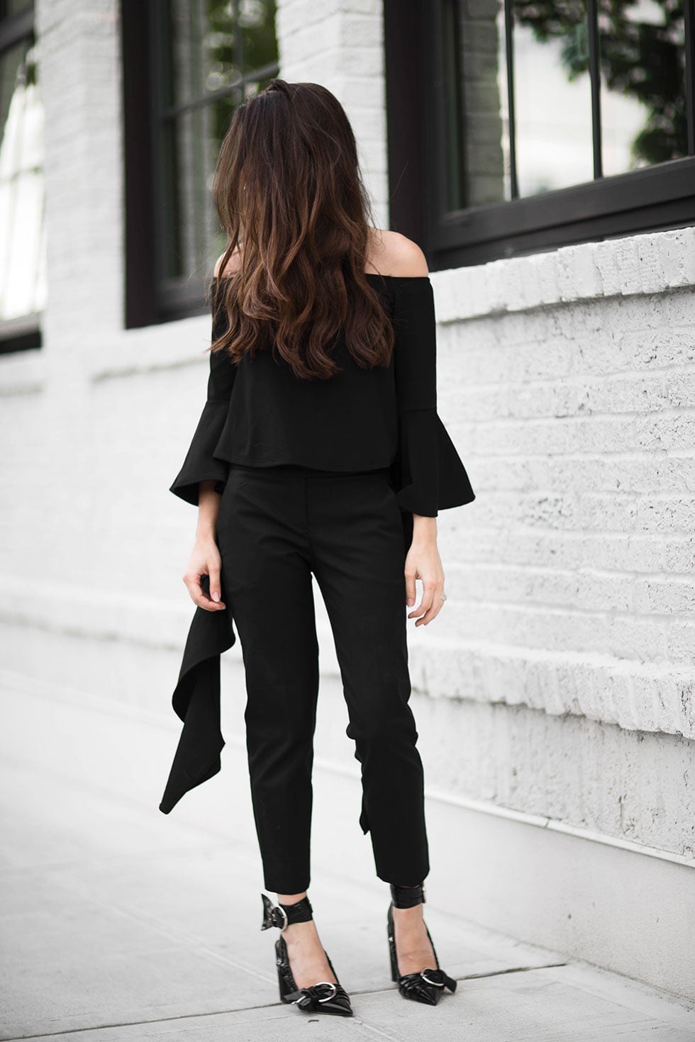Black Off-Shoulder Top With Bell Sleeves Black Off-Shoulder Top With Bell Sleeves — Black Top Outfits