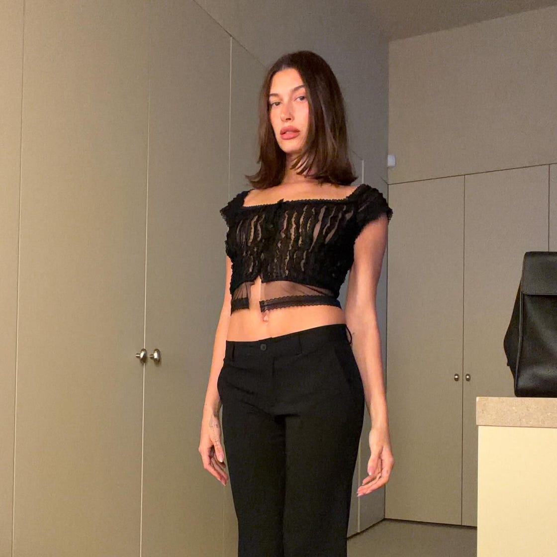Sheer Black Lace Off-Shoulder Top Sheer Black Lace Off-Shoulder Top — Black Top Outfits