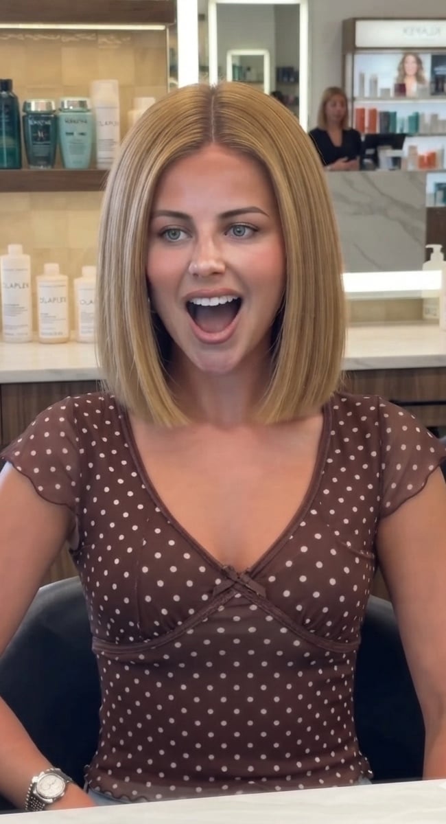 Warm Honey Blonde Blunt Lob Warm Honey Blonde Blunt Lob — Blonde Lob