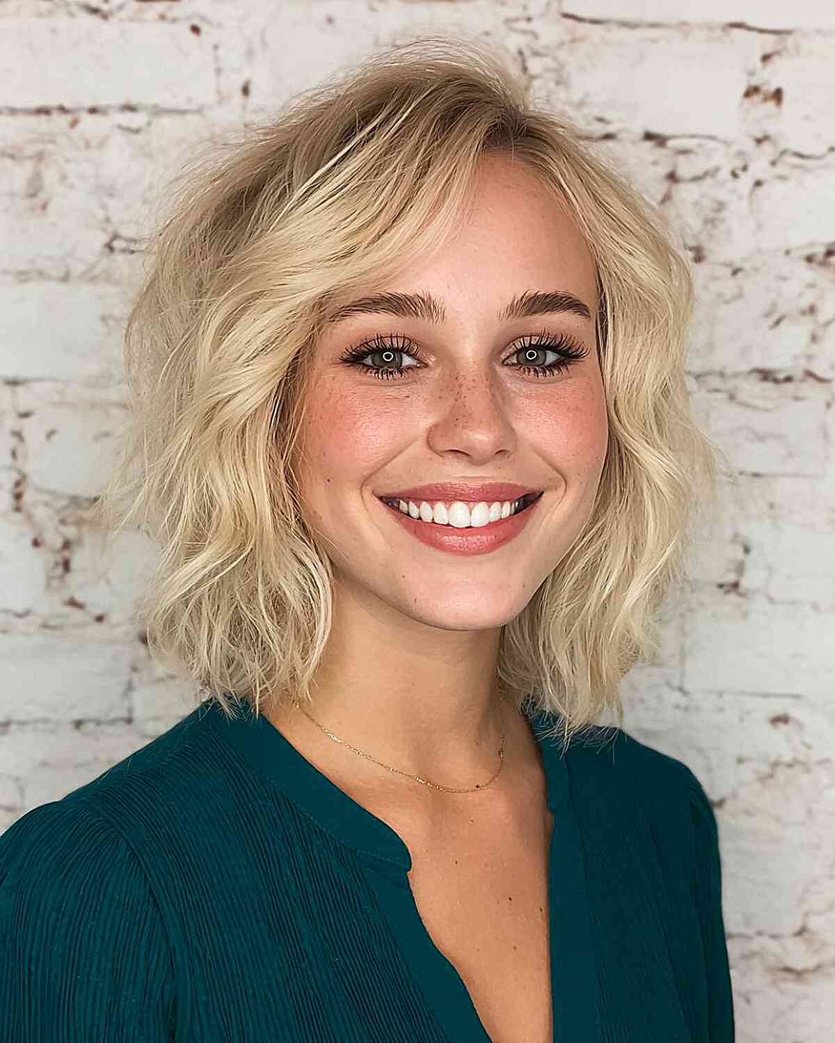 Chin Length Platinum Blonde Lob With Curtain Bangs Chin Length Platinum Blonde Lob With Curtain Bangs