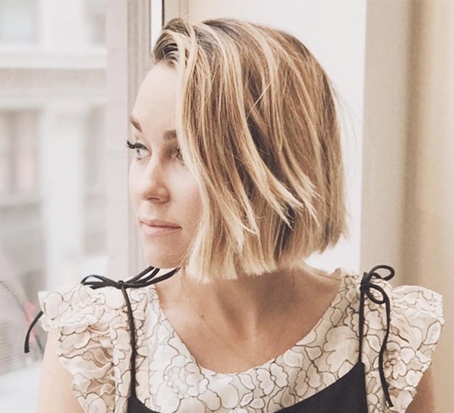 Sharp Chin Length Platinum Blonde Bob, Straight Sharp Chin Length Platinum Blonde Bob, Straight — Blonde Lob