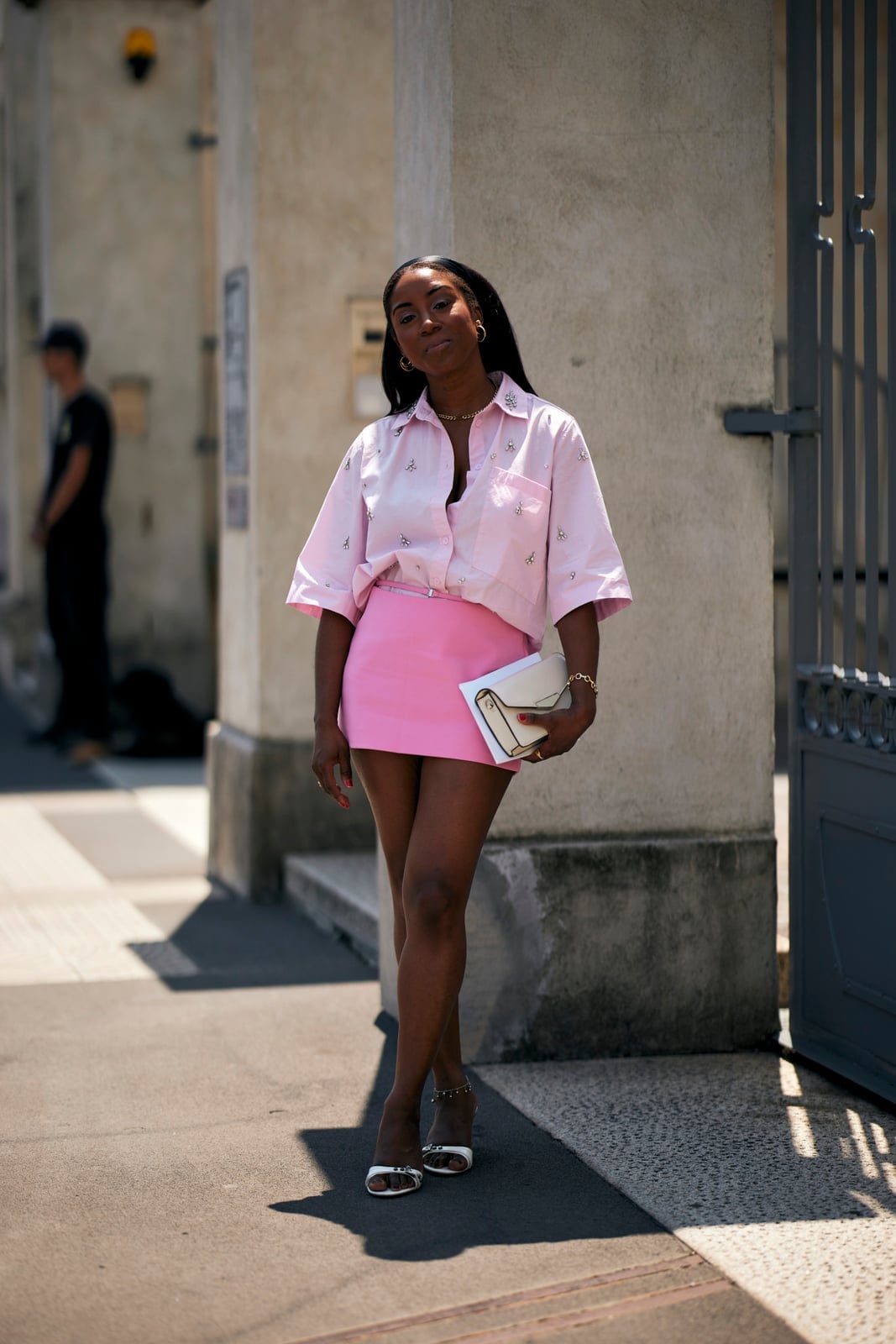 Pink Oversized Shirt With Matching Mini Skirt Pink Oversized Shirt With Matching Mini Skirt — Blouse Outfits