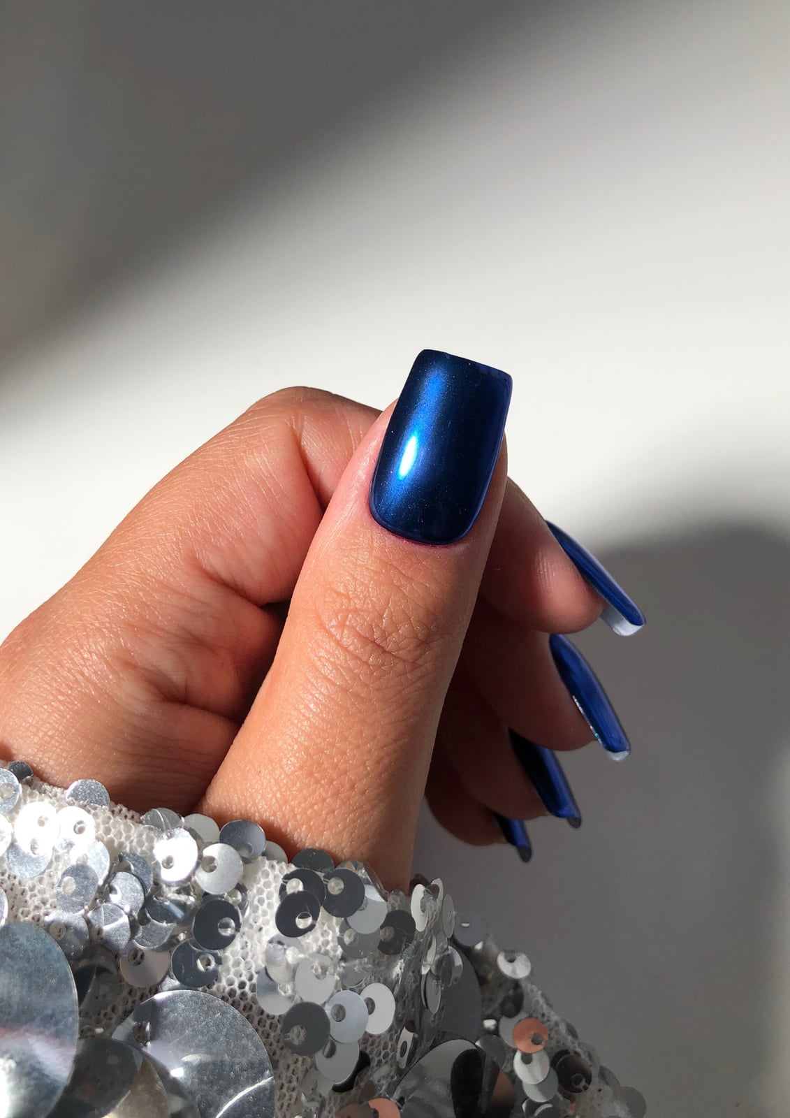 Deep Blue Chrome Short Square Nails Deep Blue Chrome Short Square Nails — Blue Chrome Nails
