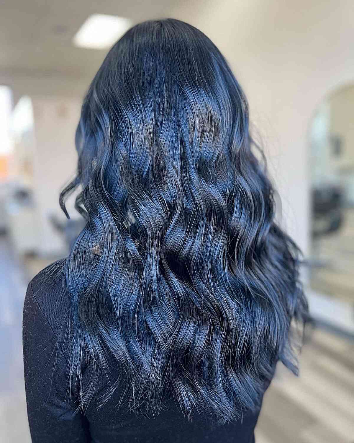 Mid-Back Midnight Blue Hair Mid-Back Midnight Blue Hair — Blue Hair Color