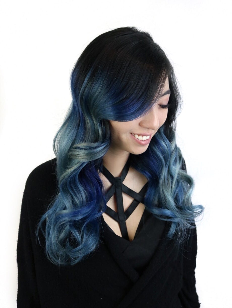 Collarbone Lob With Melted Cobalt Blue Collarbone Lob With Melted Cobalt Blue — Blue Hair Color
