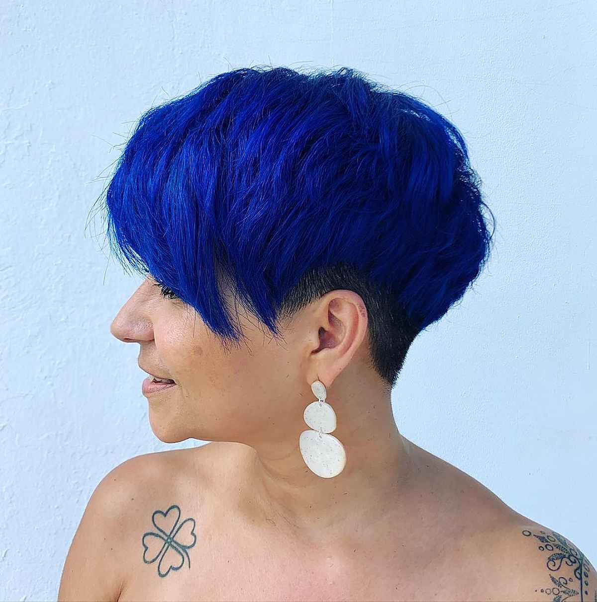 Electric Blue Pixie Cut With Undercut Electric Blue Pixie Cut With Undercut — Blue Hair Color