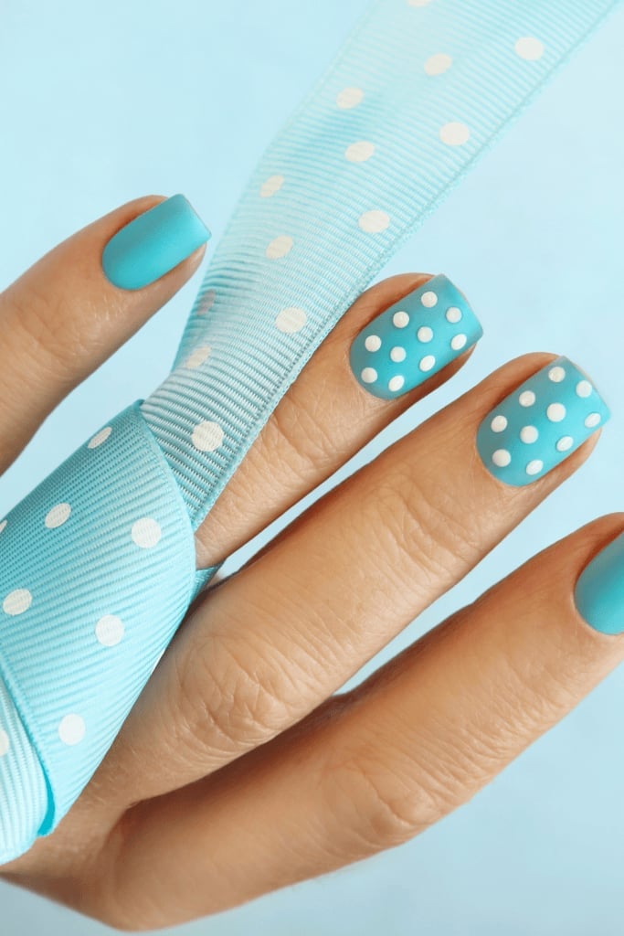 Bright Matte Blue Polka Dot Nails Bright Matte Blue Polka Dot Nails — Blue Nails