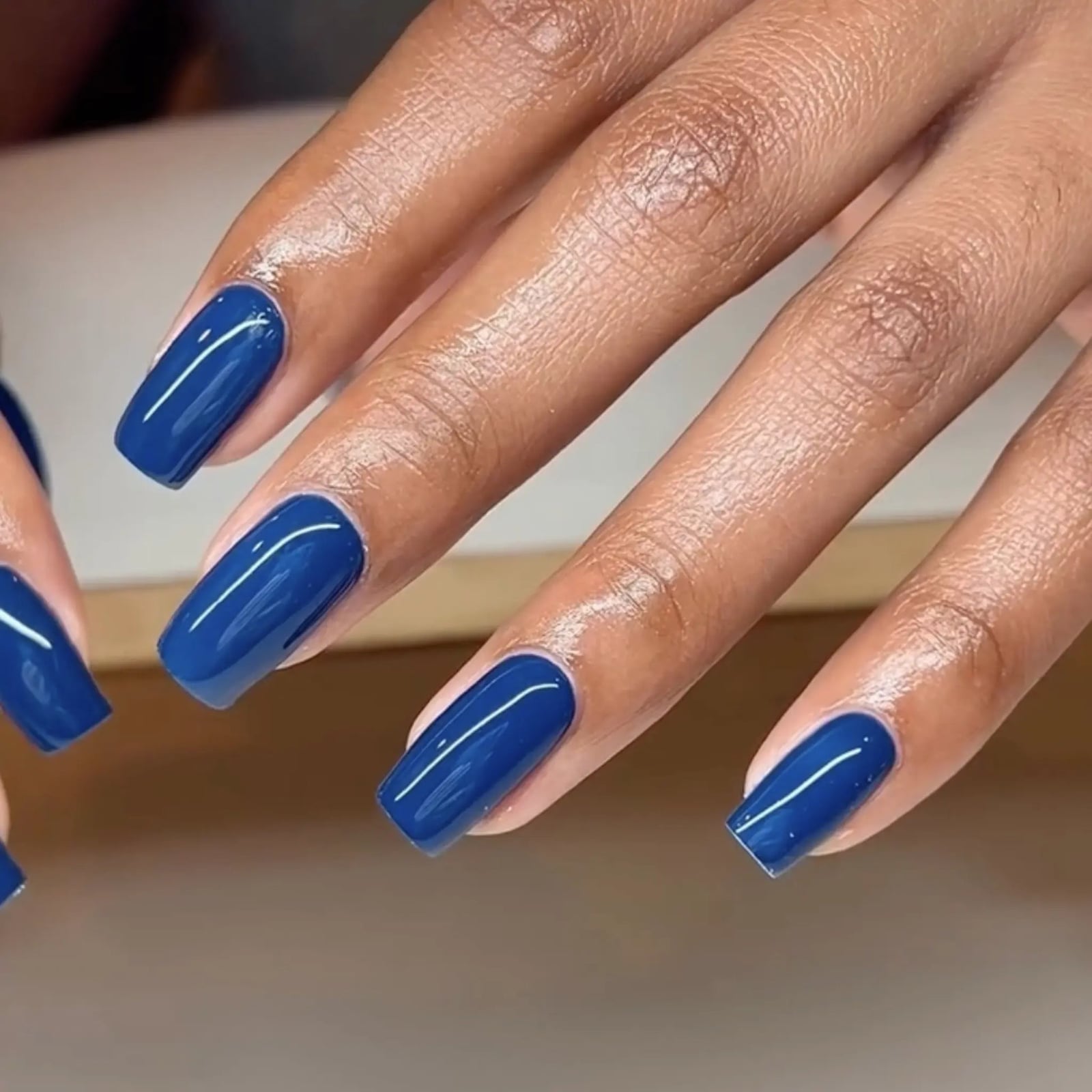 Uniform Deep Blue Medium Square Nails Uniform Deep Blue Medium Square Nails — Blue Nails