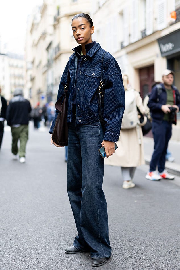Dark wash denim jacket and jeans with gray boots Dark wash denim jacket and jeans with gray boots — Blue Outfits