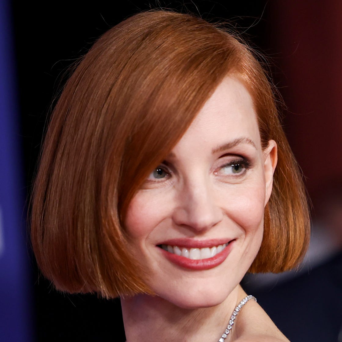 Ear-Length Blunt Bob With Copper Red Ear-Length Blunt Bob With Copper Red