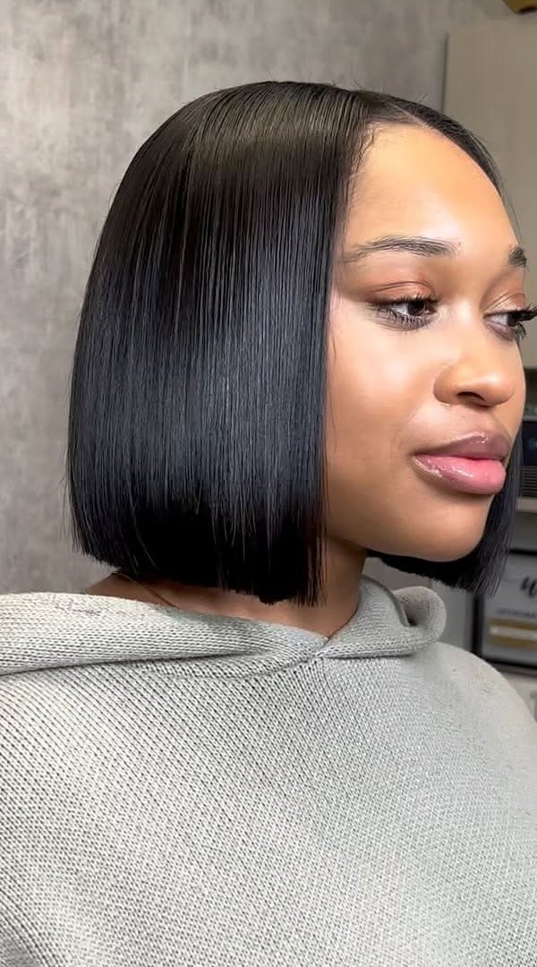 Sleek Black Chin Blunt Bob Sleek Black Chin Blunt Bob