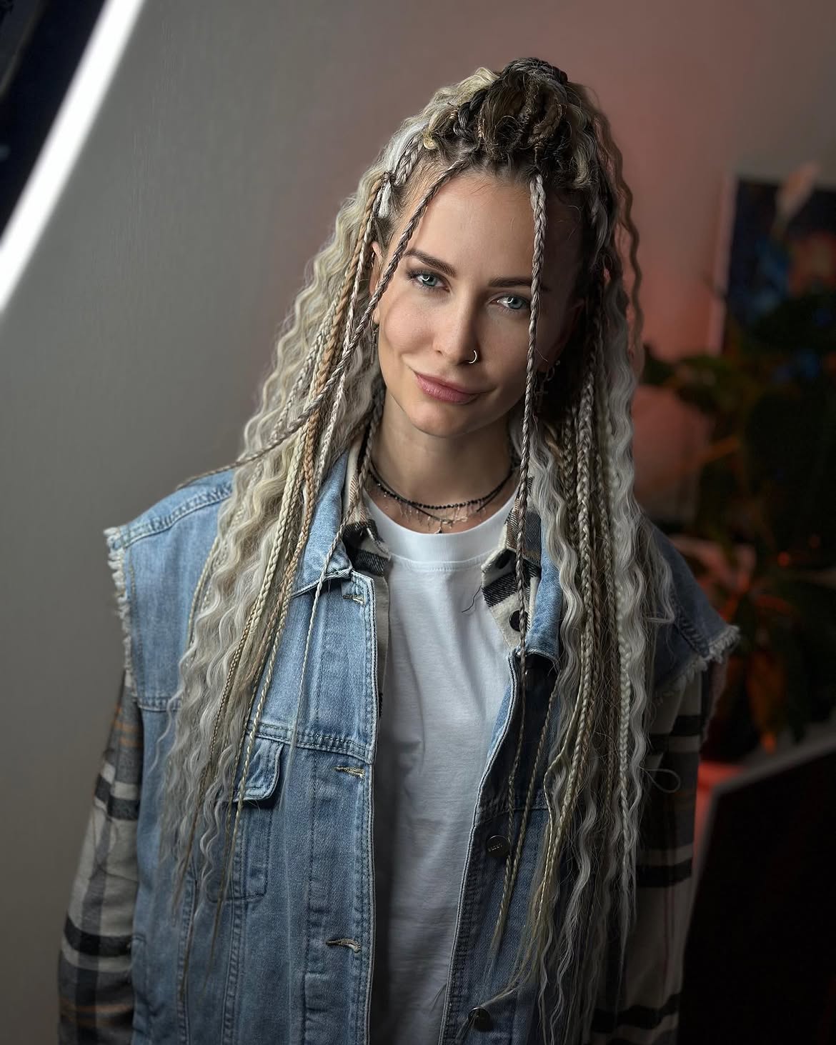 Boho Chic Box Braids On Ash Blonde Waves