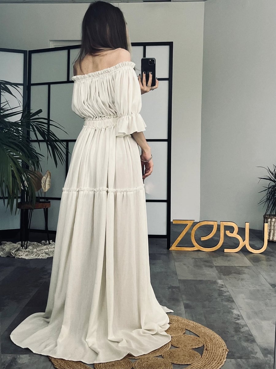 Off-the-shoulder ruffled maxi dress Off-the-shoulder ruffled maxi dress — Boho Dresses