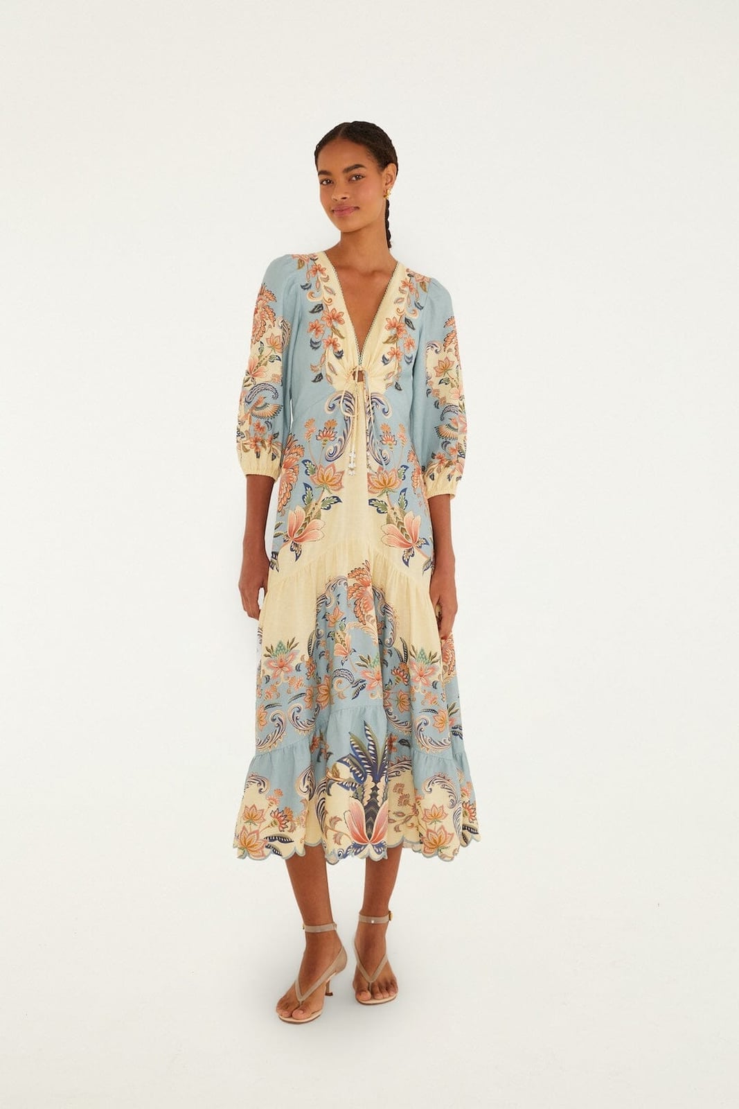 Blue cream floral midi dress Blue cream floral midi dress — Boho Dresses