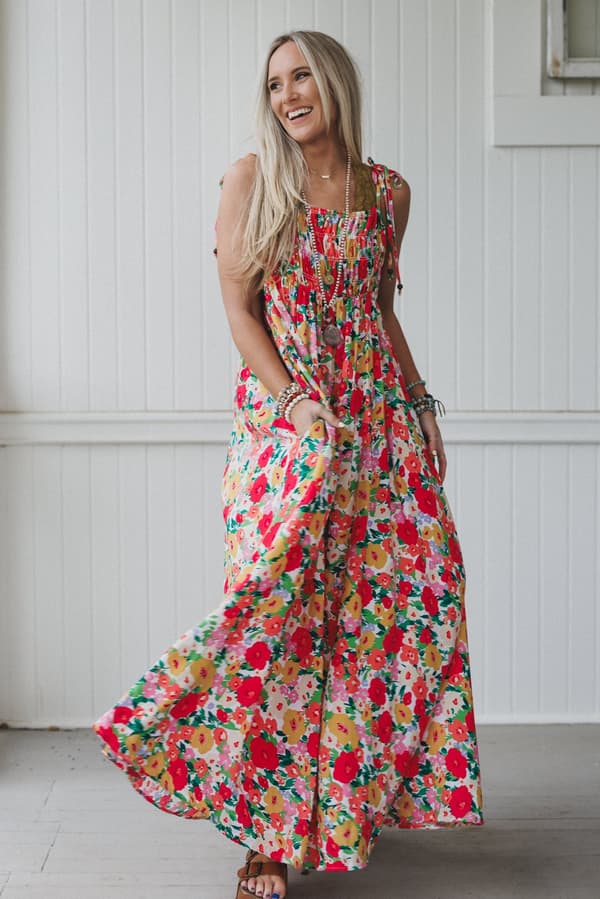 Red yellow green floral maxi dress Red yellow green floral maxi dress — Boho Dresses