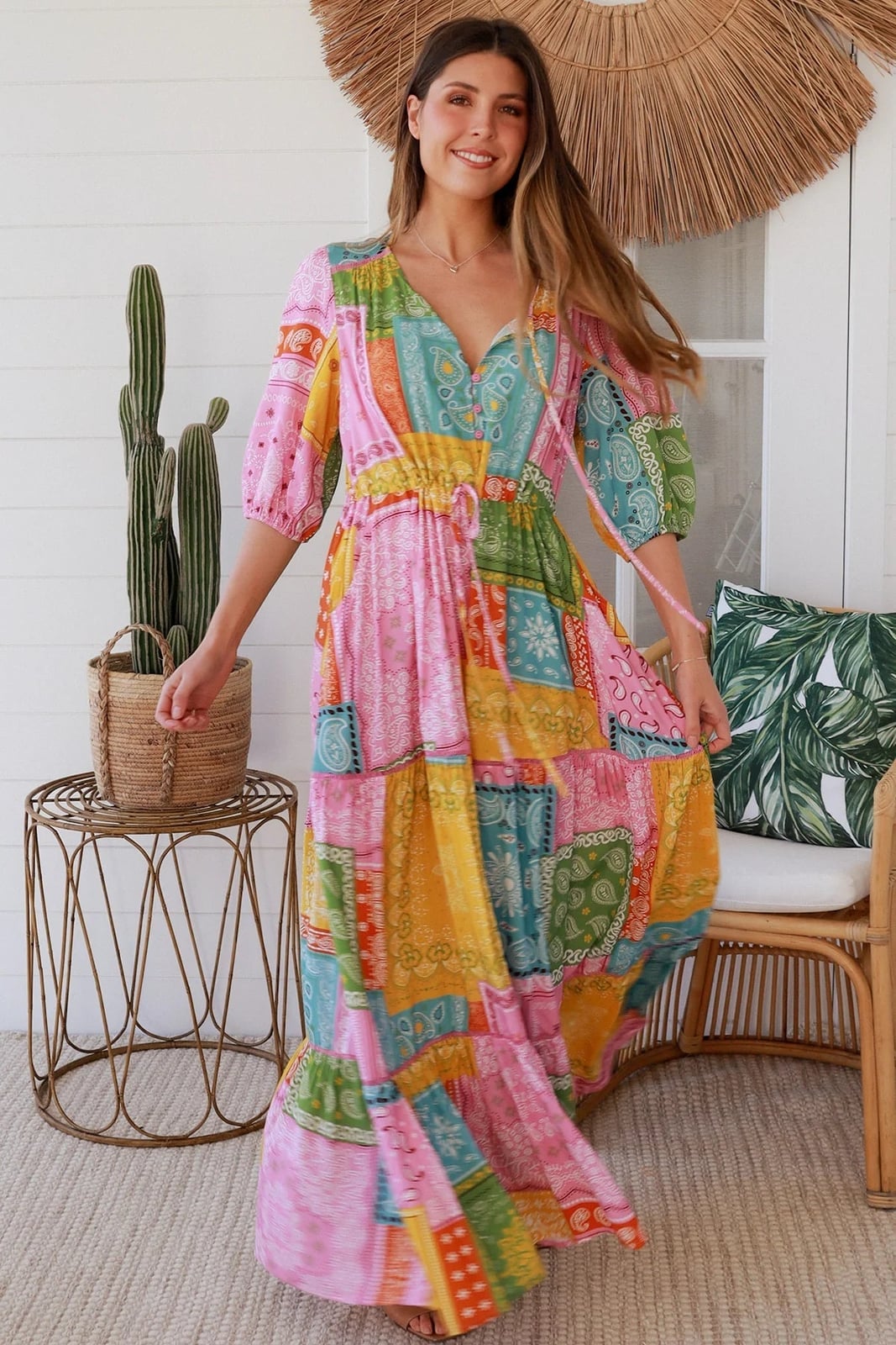 Multicolored patchwork tiered maxi dress Multicolored patchwork tiered maxi dress — Boho Dresses