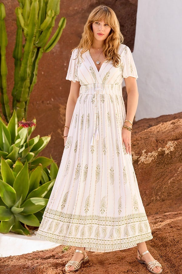 White gold paisley print maxi dress White gold paisley print maxi dress — Boho Dresses