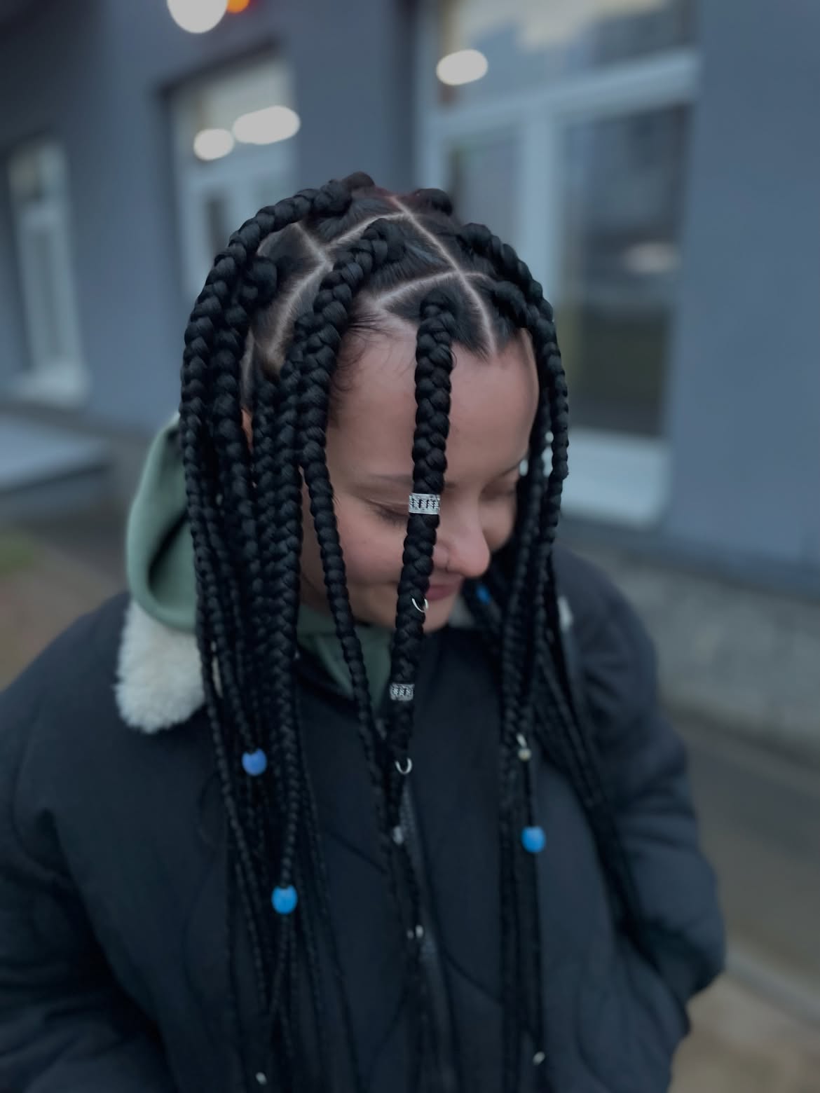 Box Braids With Hair Cuffs And Beads