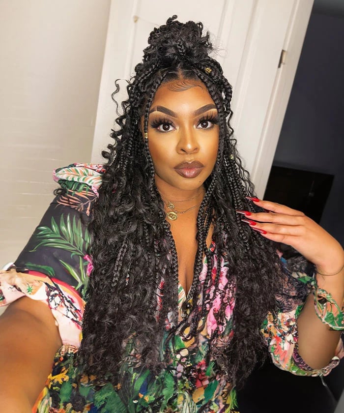 Shoulder Length Wavy Twist Braids With Side Swept Bangs Shoulder Length Wavy Twist Braids With Side Swept Bangs — Braids for Black Women