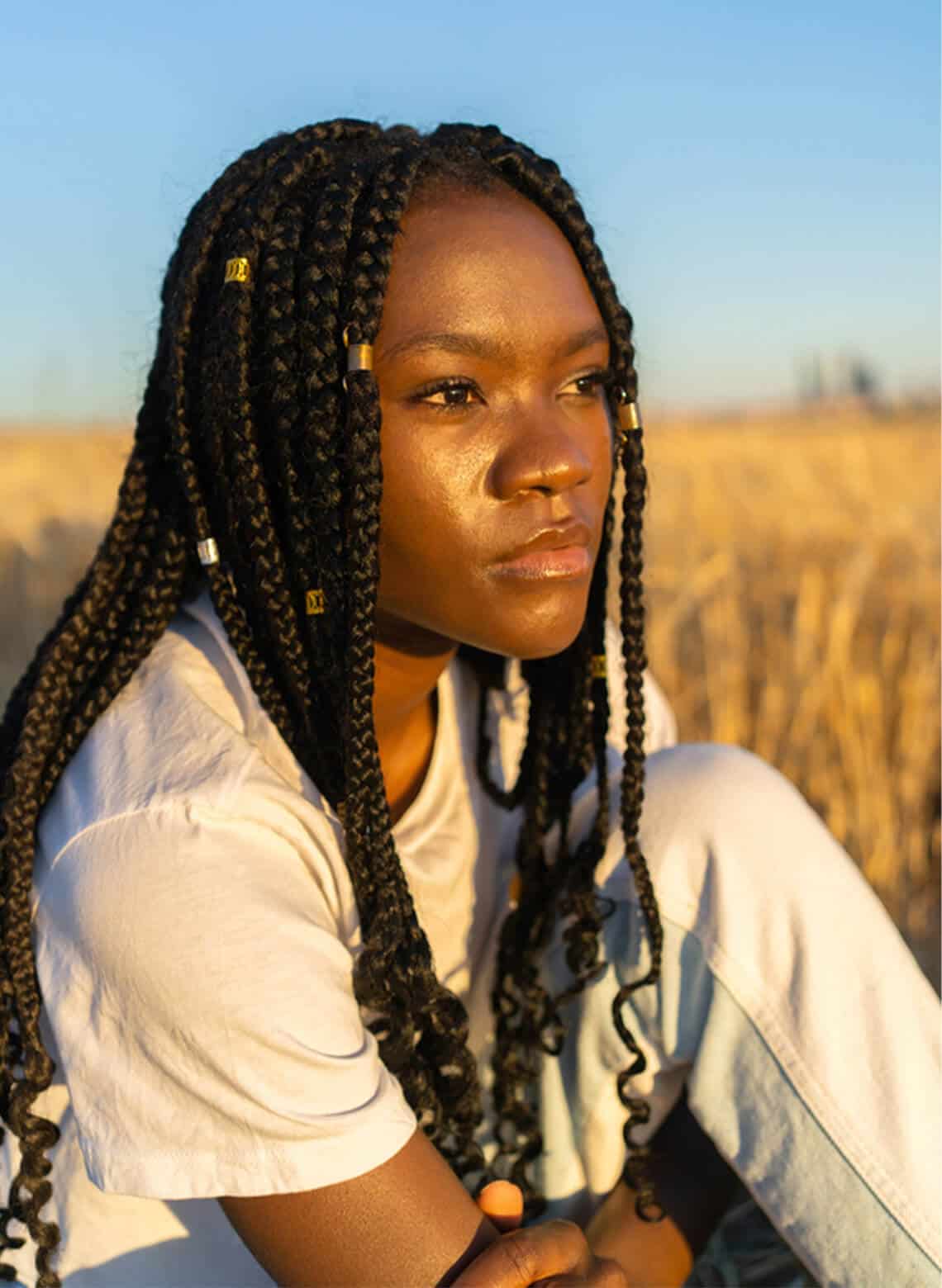 Mid-Back Black Box Braids With Blonde Highlights And Beads Mid-Back Black Box Braids With Blonde Highlights And Beads — Braids for Black Women