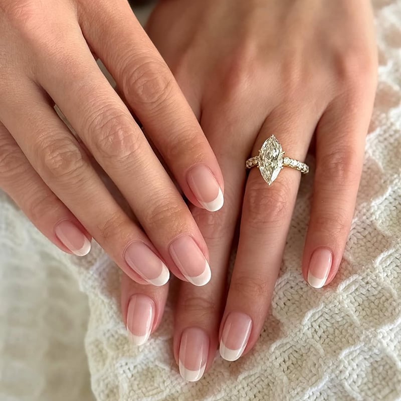 Medium Soft Square Classic French Manicure Nails Medium Soft Square Classic French Manicure Nails — Bridal Nails