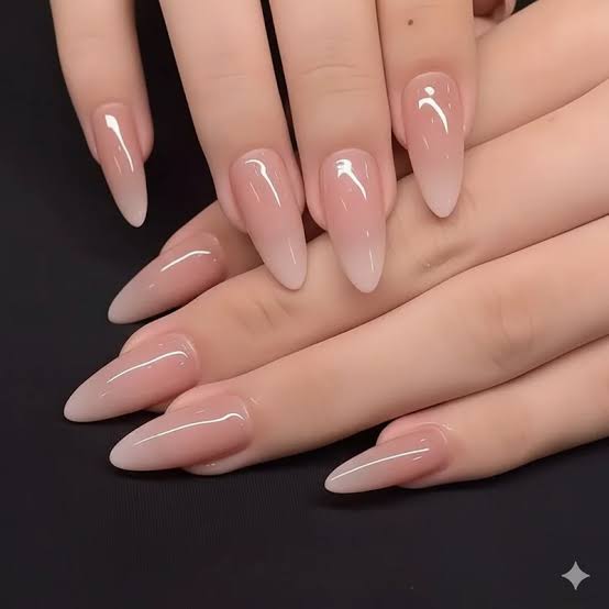 Medium Stiletto Sheer Pink White French Tip Nails Medium Stiletto Sheer Pink White French Tip Nails — Bridal Nails